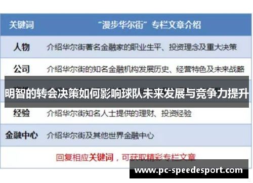 明智的转会决策如何影响球队未来发展与竞争力提升